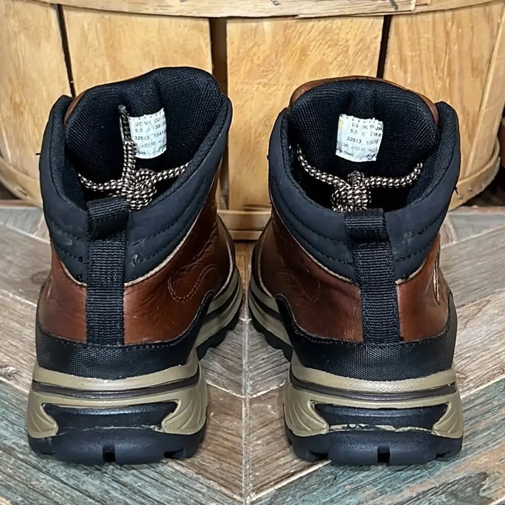 Timberland Backroads Brown Leather Waterproof Lace-Up Hiking Boots Youth 5.5